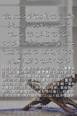 سورة البقرة: 286 (باللغة الصينية)